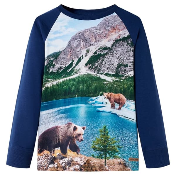 T-shirt med långa ärmar för barn marinblå 92