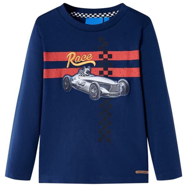 T-shirt med långa ärmar för barn marinblå 104