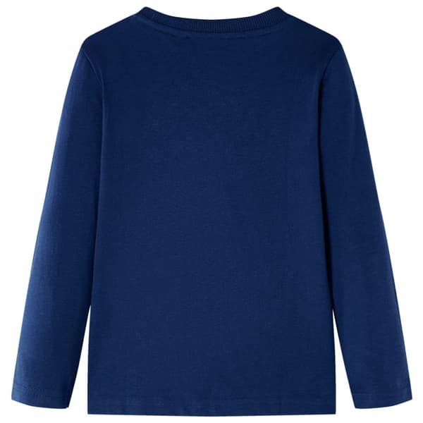 T-shirt med långa ärmar för barn marinblå 128