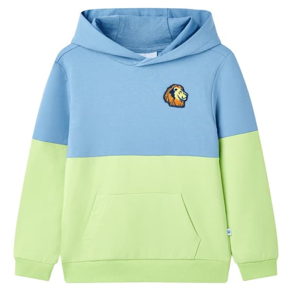 Barnhoodie blå och mjuk gul 104