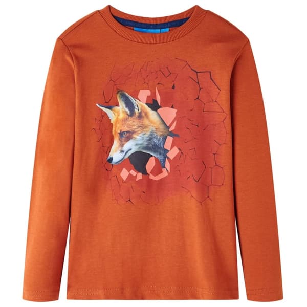 T-shirt med långa ärmar för barn ljusorange 128