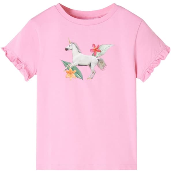 T-shirt med korta ärmar för barn ljusrosa 128