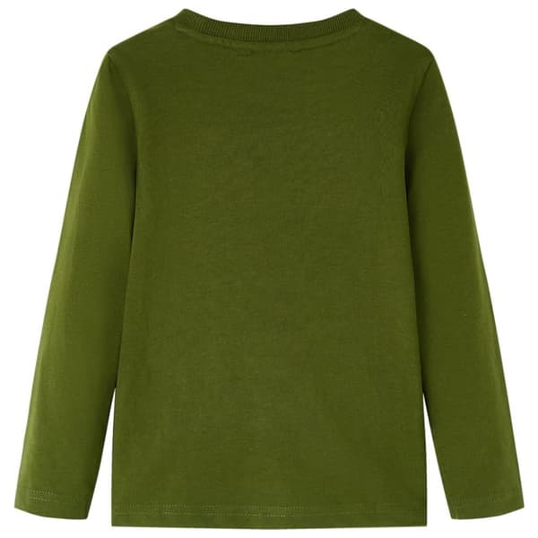 T-shirt med långa ärmar för barn mörk khaki 128