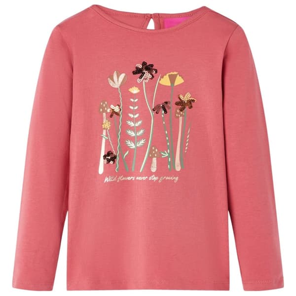 T-shirt med långa ärmar för barn gammelrosa 92