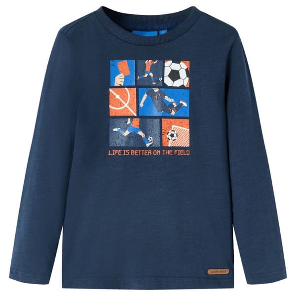 T-shirt med långa ärmar för barn mellanblå 116