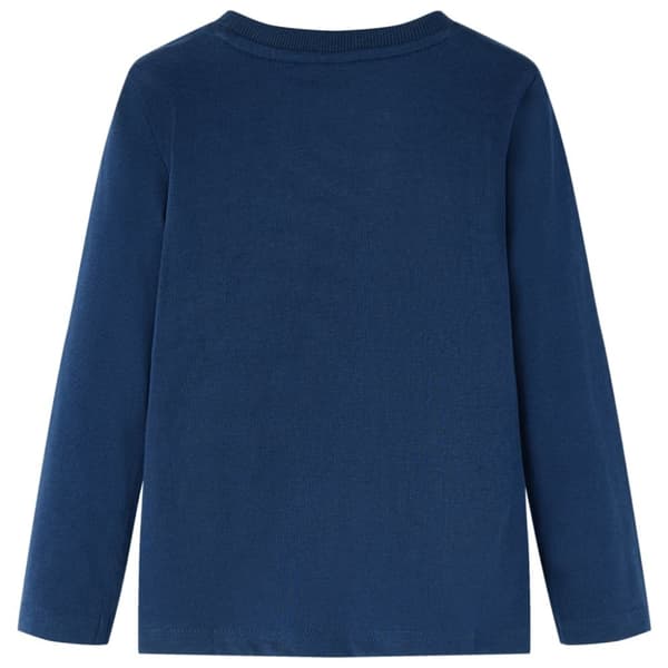 T-shirt med långa ärmar för barn marinblå 128