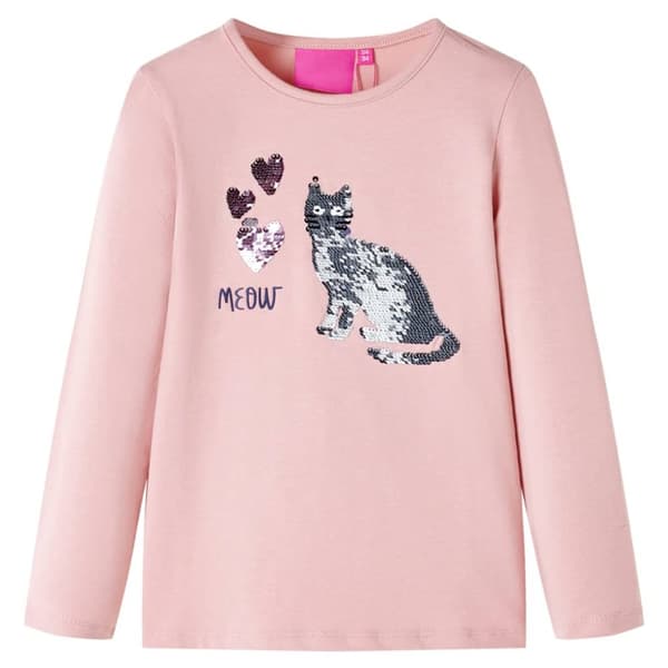 T-shirt med långa ärmar för barn ljusrosa 128