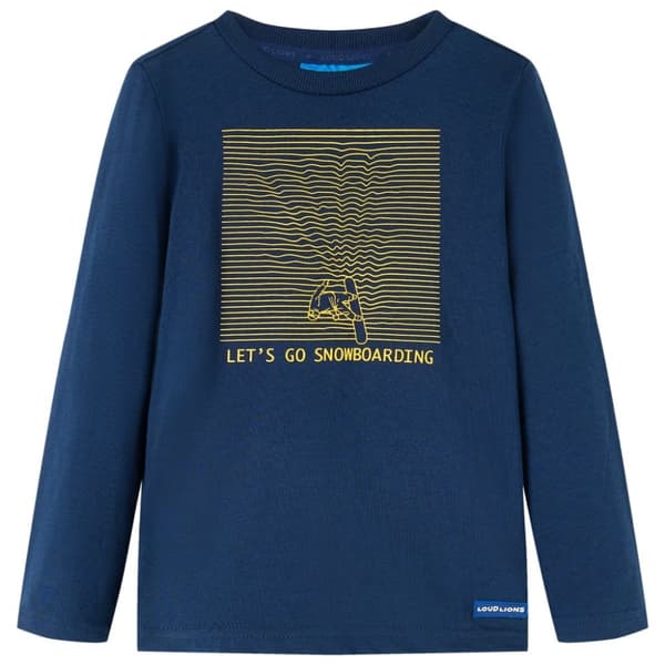 T-shirt med långa ärmar för barn marinblå 116