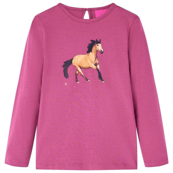 T-shirt med långa ärmar för barn hallonrosa 116