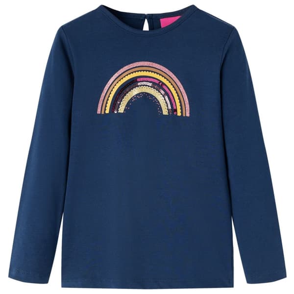 T-shirt med långa ärmar för barn marinblå 116