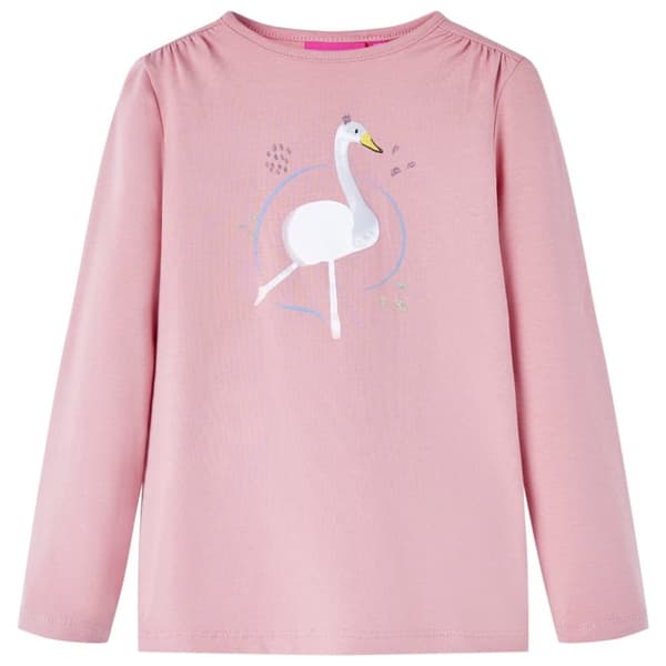 T-shirt med långa ärmar för barn ljusrosa 92