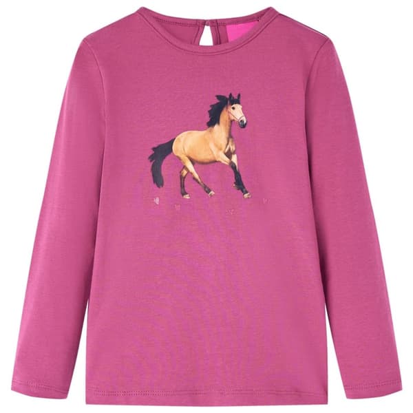 T-shirt med långa ärmar för barn hallonrosa 92