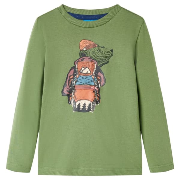 T-shirt med långa ärmar för barn ljus khaki 104