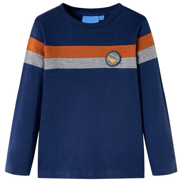 T-shirt med långa ärmar för barn marinblå 116