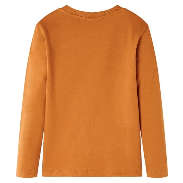 T-shirt med långa ärmar för barn mörk ockra 128