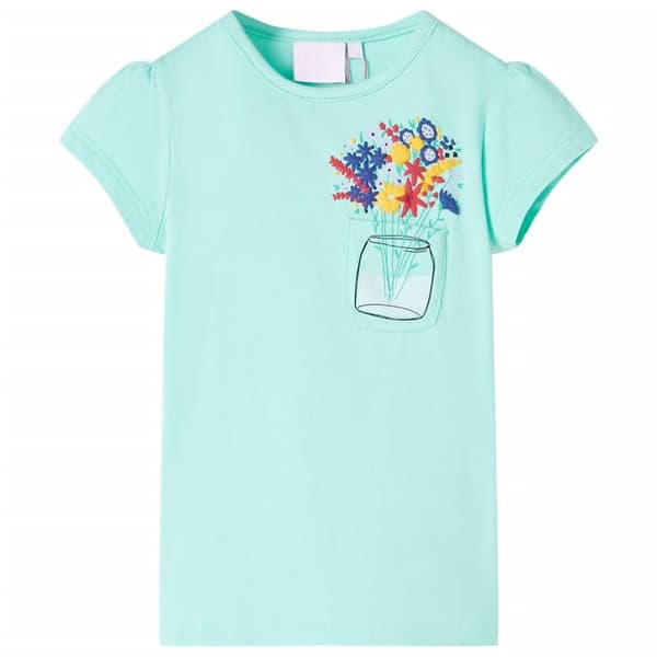 T-shirt för barn ljus mintgrön 140