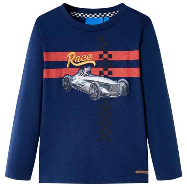 T-shirt med långa ärmar för barn marinblå 116