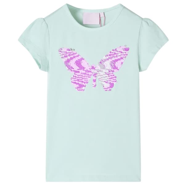 T-shirt med formade ärmar för barn ljus mintgrön 104