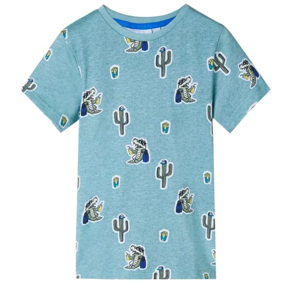 T-shirt för barn grönmelerad 92