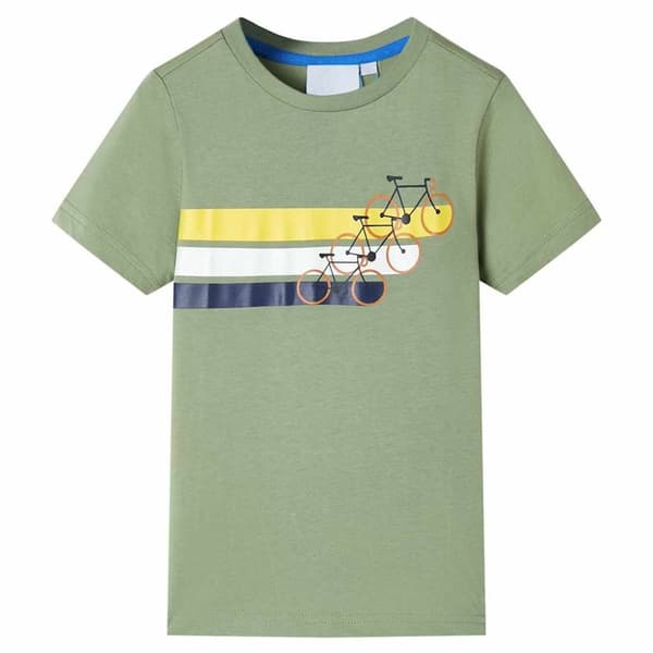 T-shirt med korta ärmar för barn ljus khaki 128