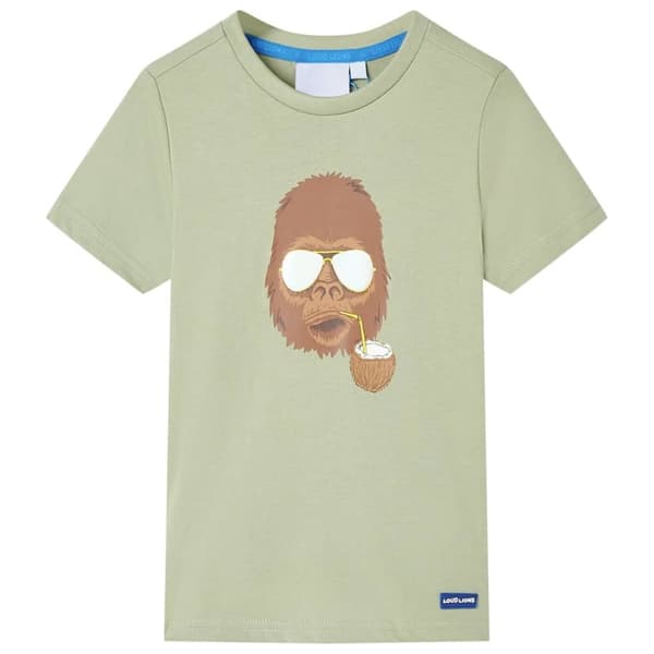 T-shirt med korta ärmar för barn ljus khaki 140