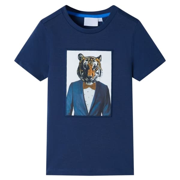 T-shirt med korta ärmar för barn mörkblå 116