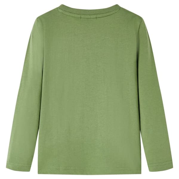 T-shirt med långa ärmar för barn ljus khaki 128