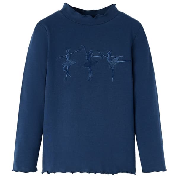 T-shirt med långa ärmar för barn marinblå 140