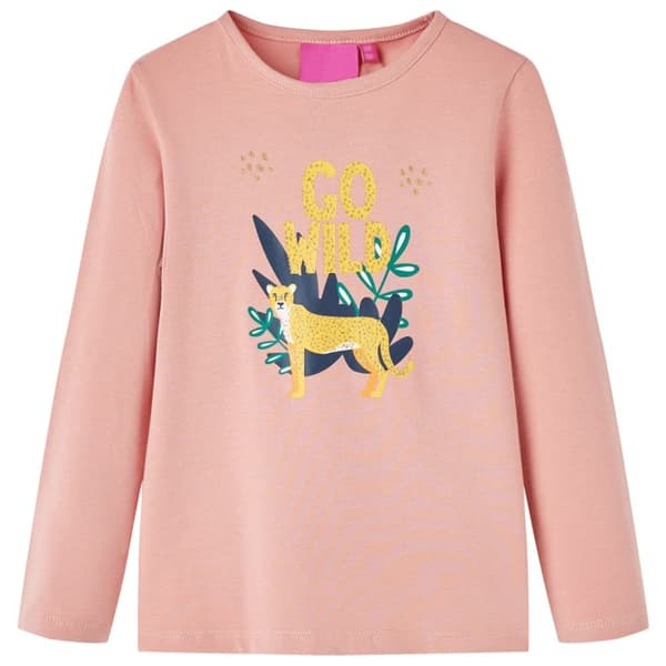 T-shirt med långa ärmar för barn ljus rosa 104