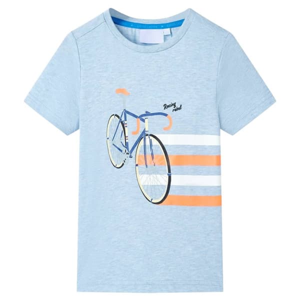 T-shirt för barn mjuk blå melerad 128