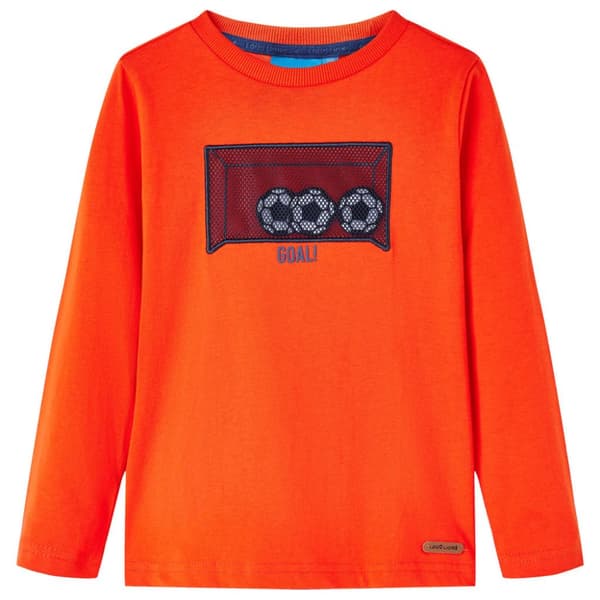 T-shirt med långa ärmar för barn stark orange 128