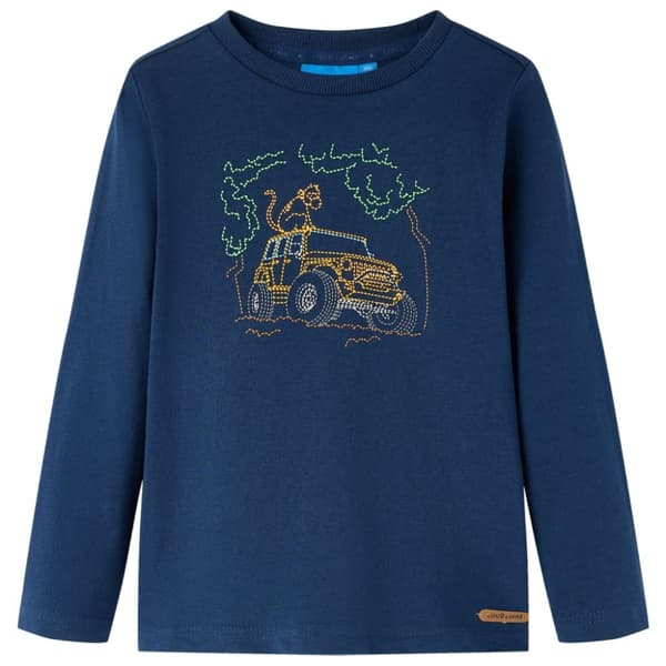 T-shirt med långa ärmar för barn marinblå 92