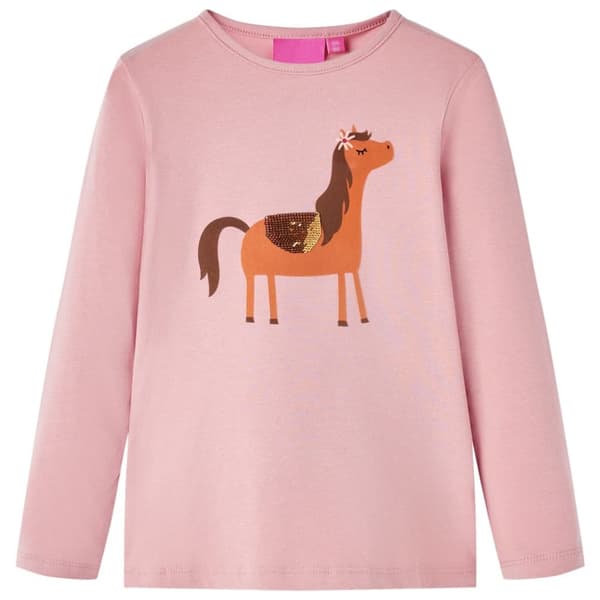T-shirt med långa ärmar för barn ljus rosa 128