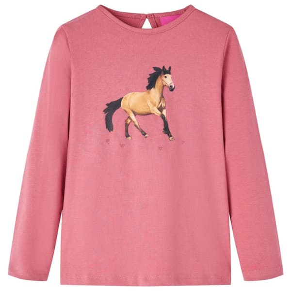 T-shirt med långa ärmar för barn gammelrosa 116
