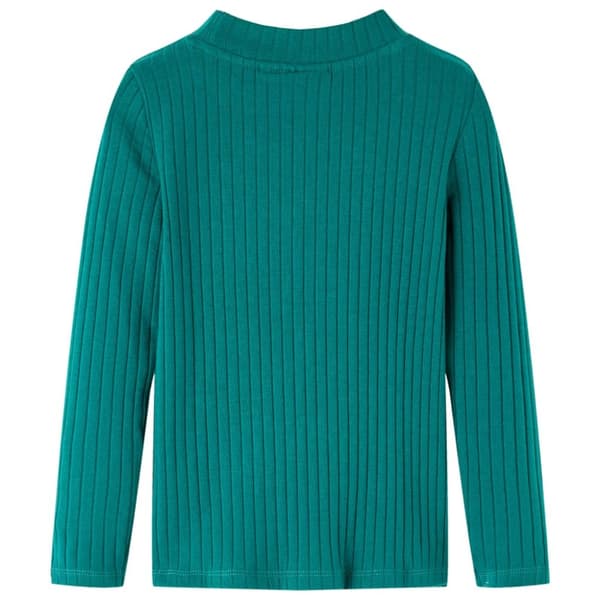 T-shirt med långa ärmar för barn ribbstickad mörkgrön 140