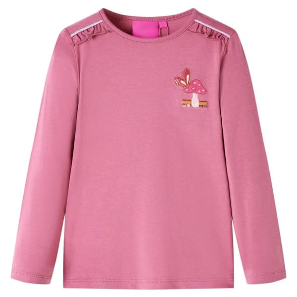 T-shirt med långa ärmar för barn hallonrosa 140