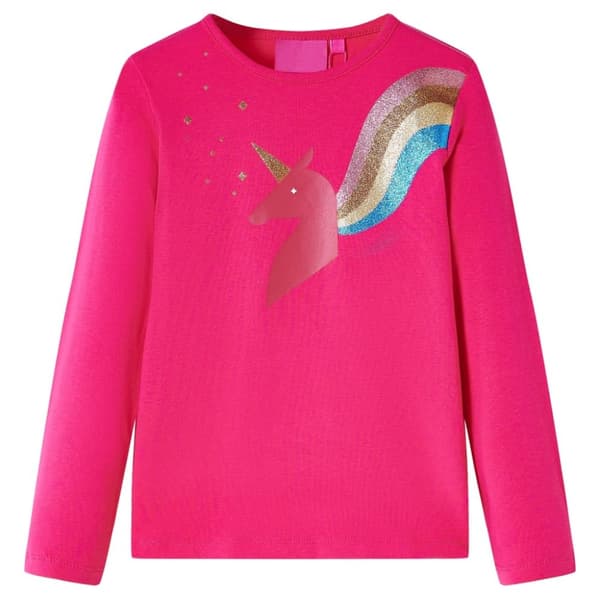T-shirt med långa ärmar för barn stark rosa 104