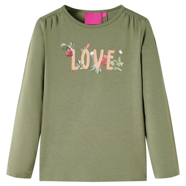 T-shirt med långa ärmar för barn khaki 140