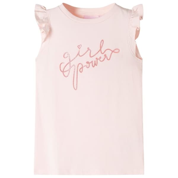 T-shirt med volangärmar för barn mjuk rosa 140