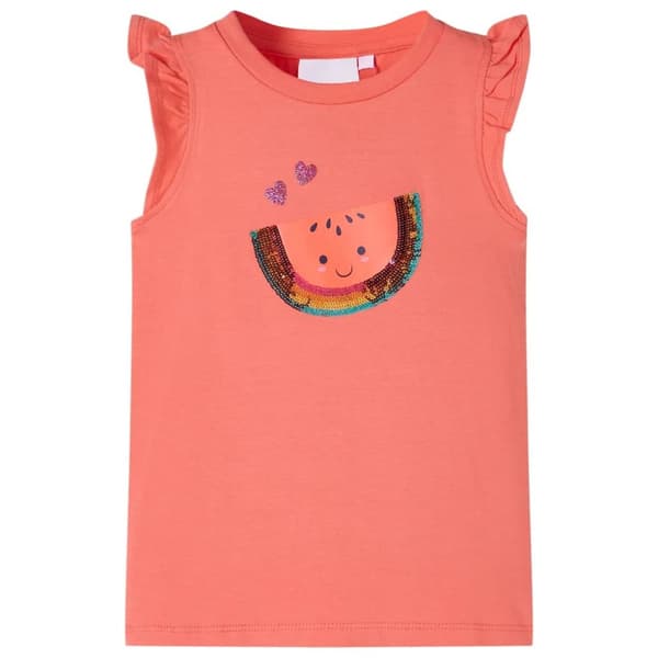 T-shirt med volangärmar för barn korall 104