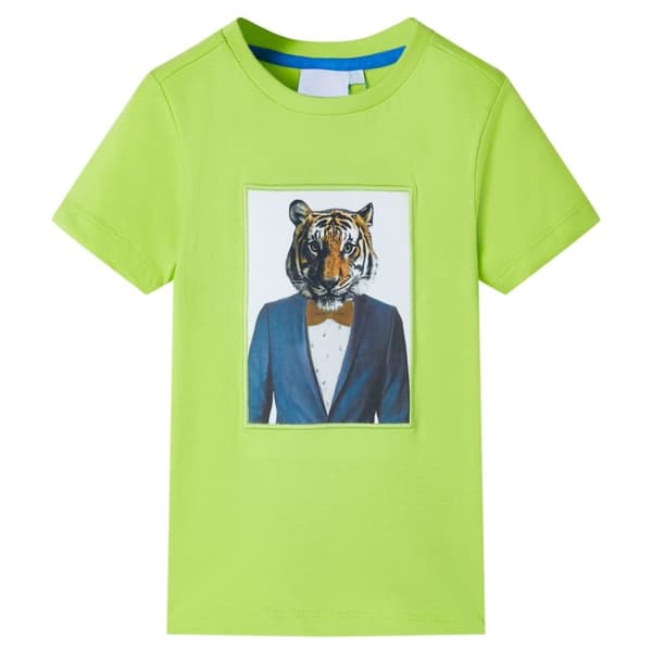 T-shirt med korta ärmar för barn limegrön 140