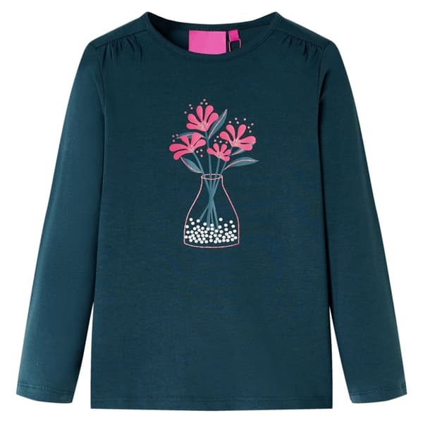 T-shirt med långa ärmar för barn mörkgrön 116