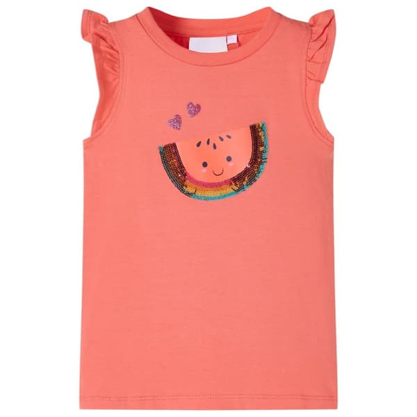 T-shirt med volangärmar för barn korall 128
