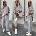 Miniatyrbild 7 av 10: Oversize set med byxor och blus - flera färger - one size 38-44