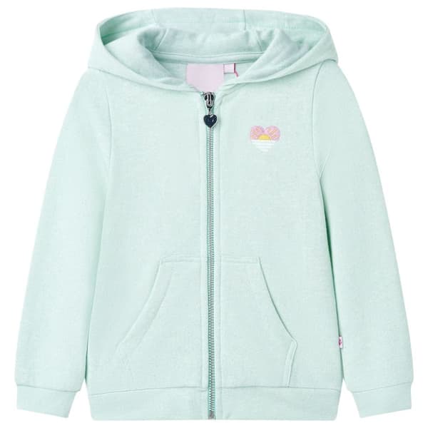 Barnhoodie med dragkedja ljus mintgrön mix 116