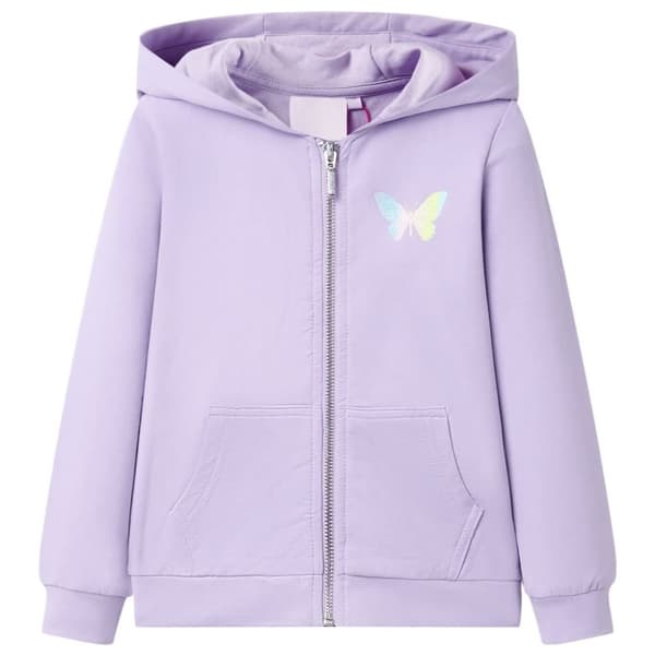 Barnhoodie med dragkedja lila 116