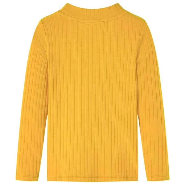 T-shirt med långa ärmar för barn ribbstickad mörk ockra 140