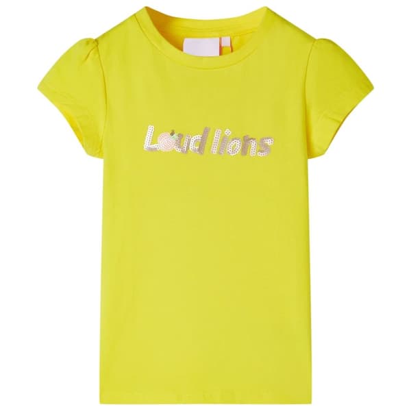 T-shirt med formade ärmar för barn ljus gul 116