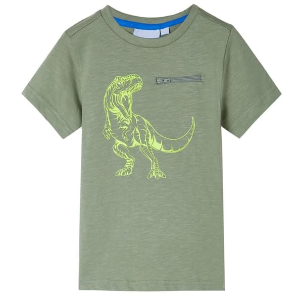 T-shirt med korta ärmar för barn ljus khaki 128
