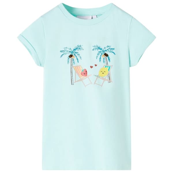 T-shirt för barn ljusaqua 140